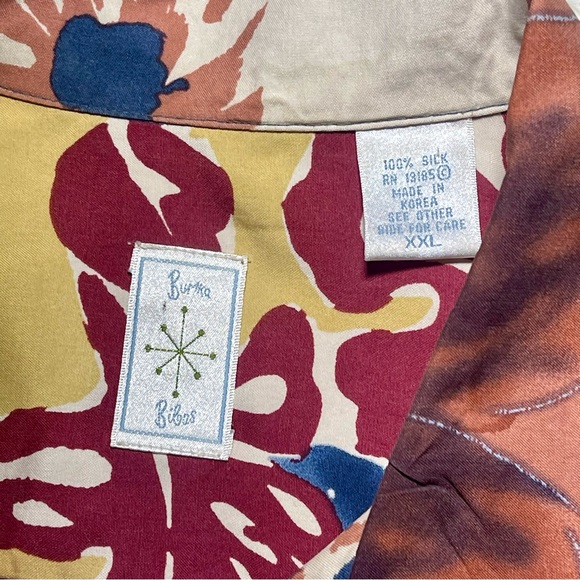 Burma Bibas Vintage Men’s Tropical Hawaiian Floral Print Silk Shirt | Size 2XL - Picture 4 of 8